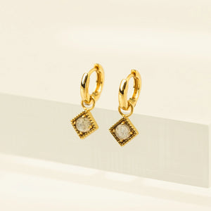 Boucles d'oreilles - Anneaux Eclipse or + pierre de lune