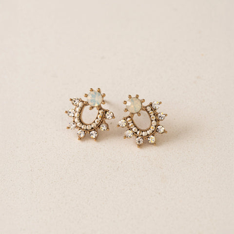 Boucles d'oreilles - Fate stud opal blanc