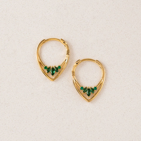 Boucles d'oreilles - Anneaux aria émeraude or