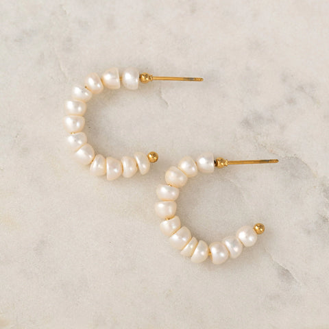 Boucles d'oreilles - Anneaux Isola perle or