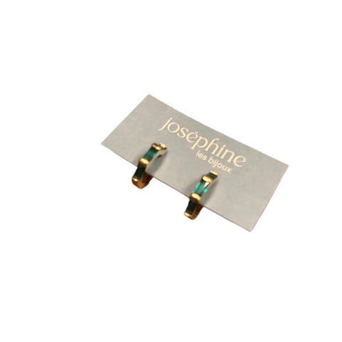 JOS Boucles d’oreilles - Anneaux baguettes vertes