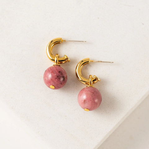 Boucles d'oreilles - Anneaux sorrento brazil rhodonite or