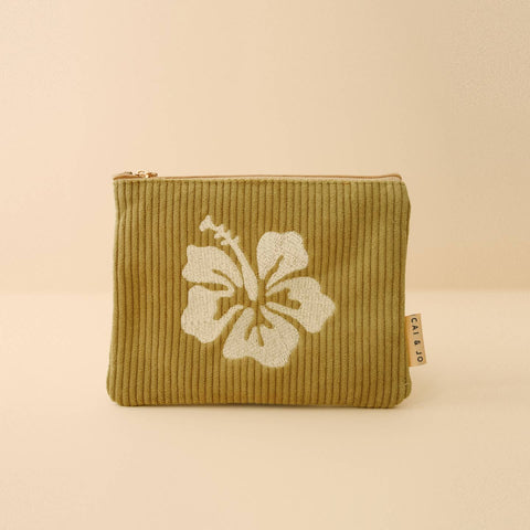 Pochette - Corduroy fleur verte