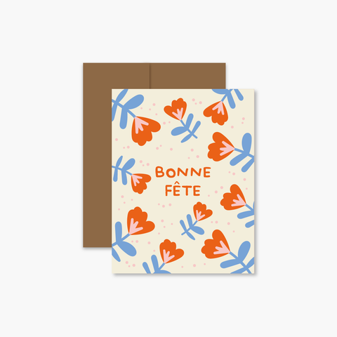 Carte - Bonne fête fleurs rouges
