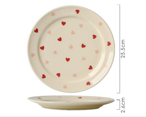 Grande assiette - Coeurs rouges et roses