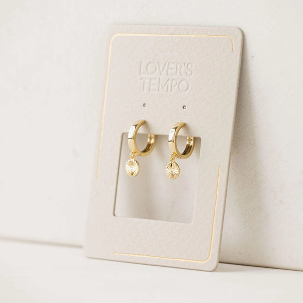 Boucles d'oreilles - Coin Fluted Huggie Drop Hoop Earrings