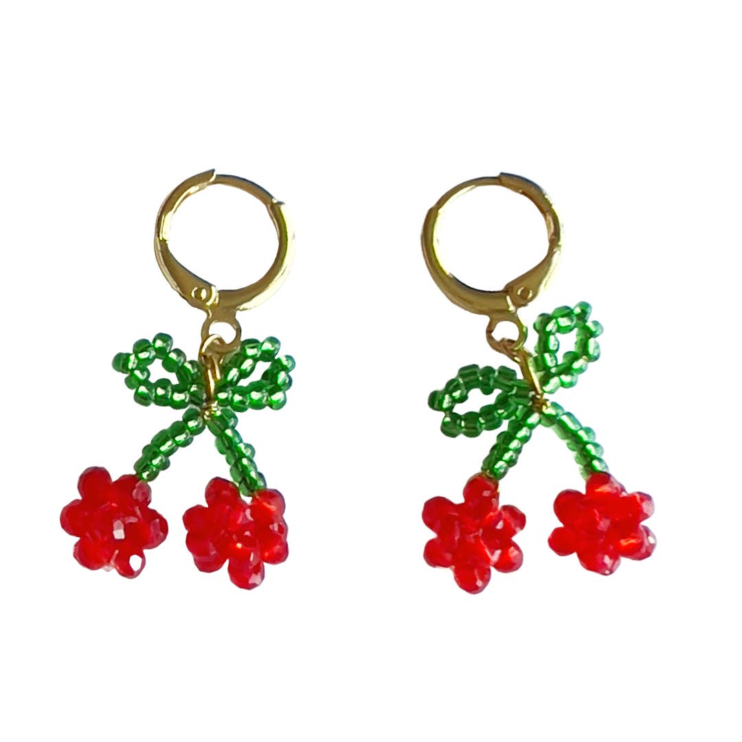 Boucles d’oreilles - Cerises en perles