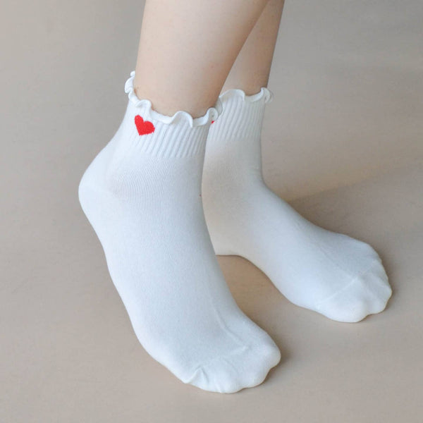 Bas - Ivory red heart KRSK34