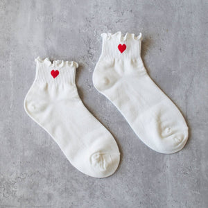 Bas - Ivory red heart KRSK34