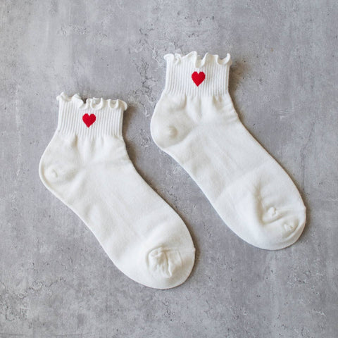 Bas - Ivory red heart KRSK34