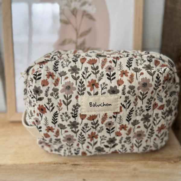 Trousse rectangle - Matelassé fleurs d’automne