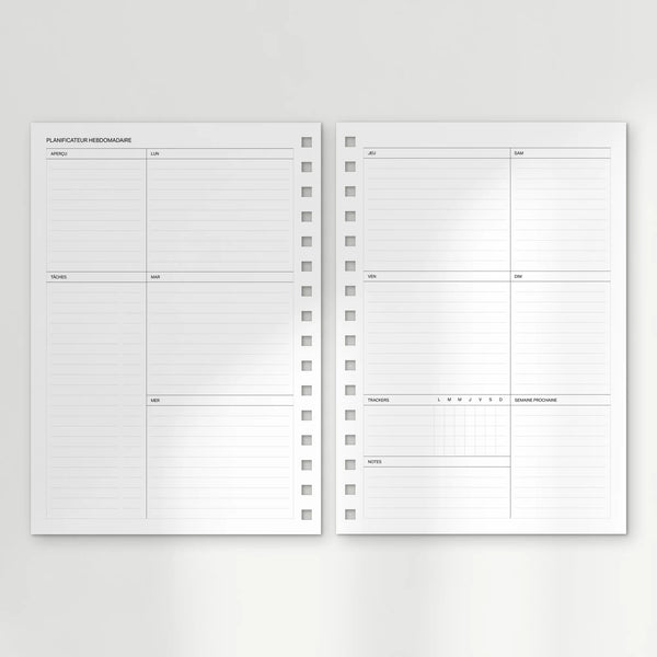Agenda - Non daté : le planificateur spirale Blanc
