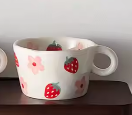 Tasse - Fraises et fleurs
