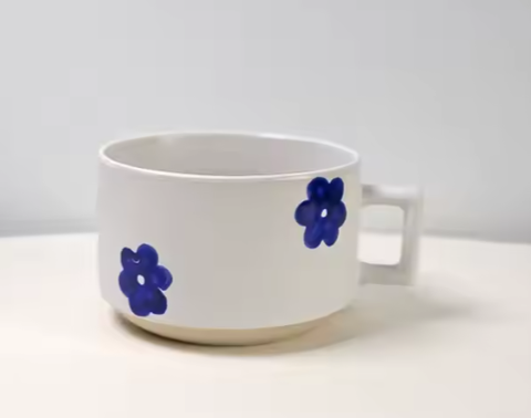 Tasse - Blanche fleur bleue