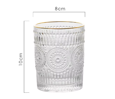 Verre - Fleur + rebord doré petit