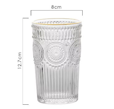 Verre - Fleur + rebord doré grand