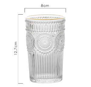 Verre - Fleur + rebord doré grand