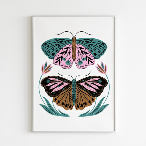Affiche - Papillons fond blanc