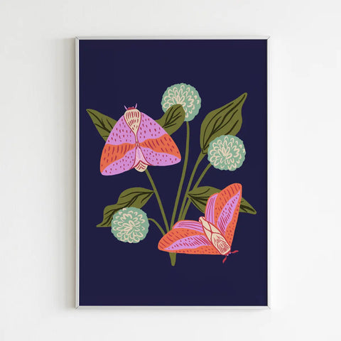 Affiche - Papillons fond bleu