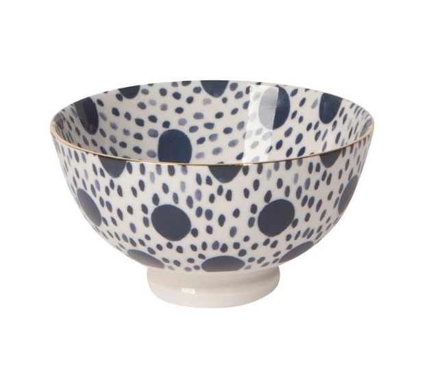 Bol - Points bleus contour doré Petit