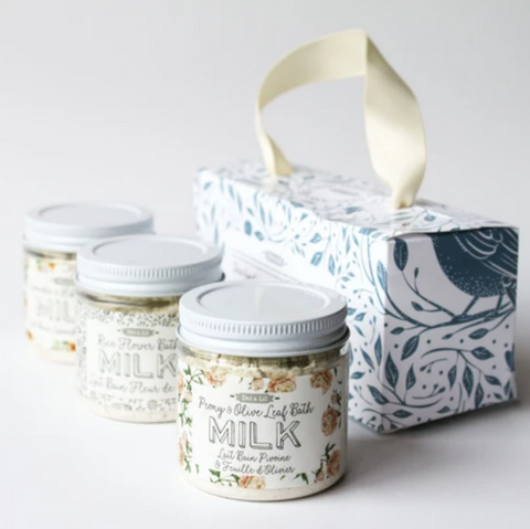 Coffret trio lait bain - Fleur de riz, Pivoine & Feuille d’Olivier, Lavande & Hibiscus