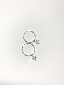 Boucles d'oreilles - Anneaux &eacute;toile argent