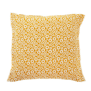 Coussin - Marguerites sur fond ocre