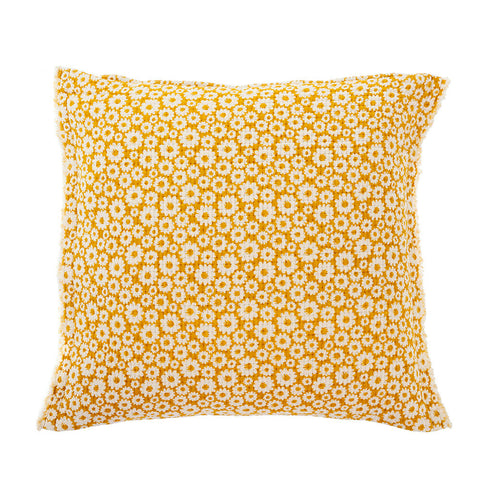 Coussin - Marguerites sur fond ocre