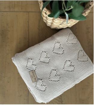 Couverture en tricot - Coeurs Avoine